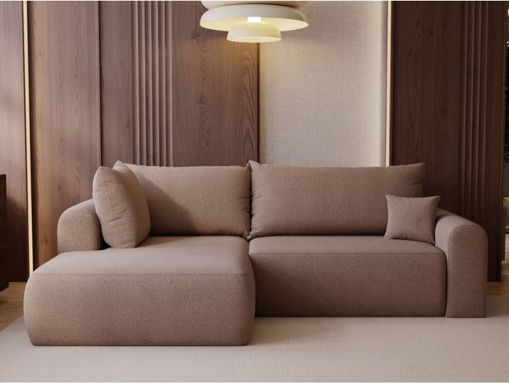 Ecksofa L-Form mit Schlaffunktion und Bettkasten Savana Bis Braun