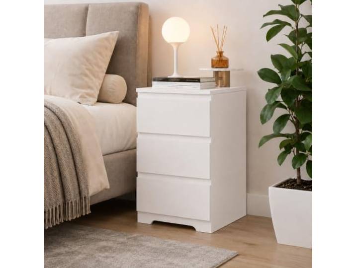 Cedario Nachttisch mit Schubladen, Schmaler Nachtschrank fürs Schlafzimmer Kleiner Nachttisch mit 2 oder 3 Schubladen, 40 × 35 cm Stellfläche; kompakter Stauraum für kleine Schlafzimmer