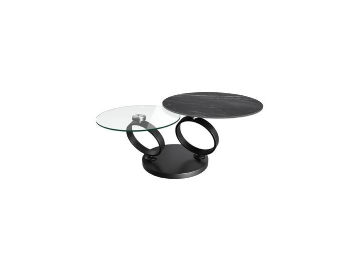 Ausziehbarer, flexibler Design Couchtisch „Eolia Black“ Keramik Marquina matt Akante Design