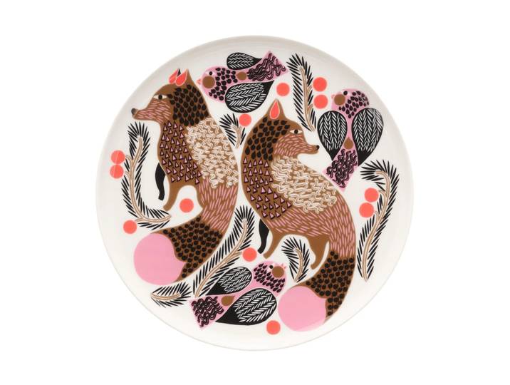 Marimekko Assiette Oiva Ketunmarja Ø20 cm White-bronze-rose-pétrole
