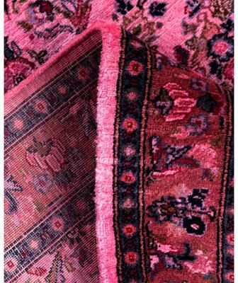 Solo Rugs "Overdyed Hand-Knotted Wool Modern-Contemporary Pink Runner 2' 8"" x 10' 0"""