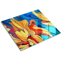 GLASPLATTE 60x52 cm Abstrakte Blume