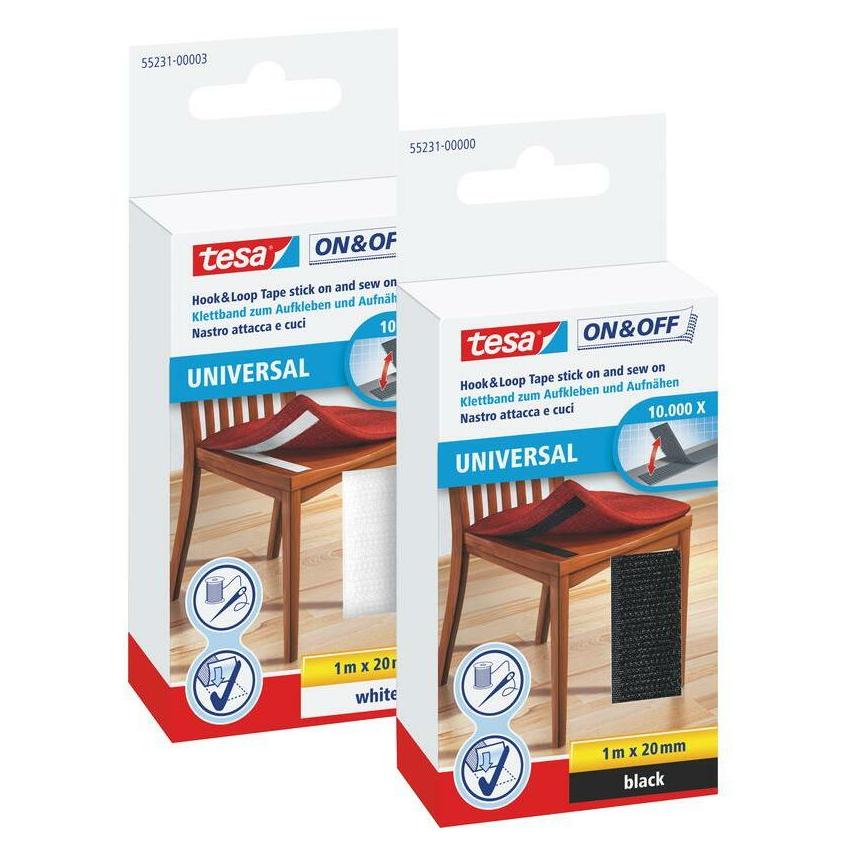tesa On&Off Klettband, selbstklebend (20 mm, 0.56 kg) (55231-00003-01)