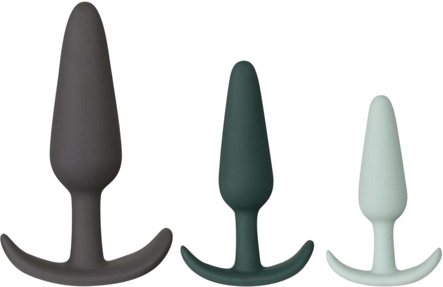 Amaysin - silicone anal plug set (black and green) - set of 3