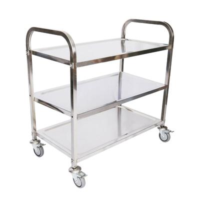 Helloshop26 - Servierwagen aus Edelstahl mit 3 Ablagen bis 150 kg mobiler Küchenwagen Edelstahl 16_0002576