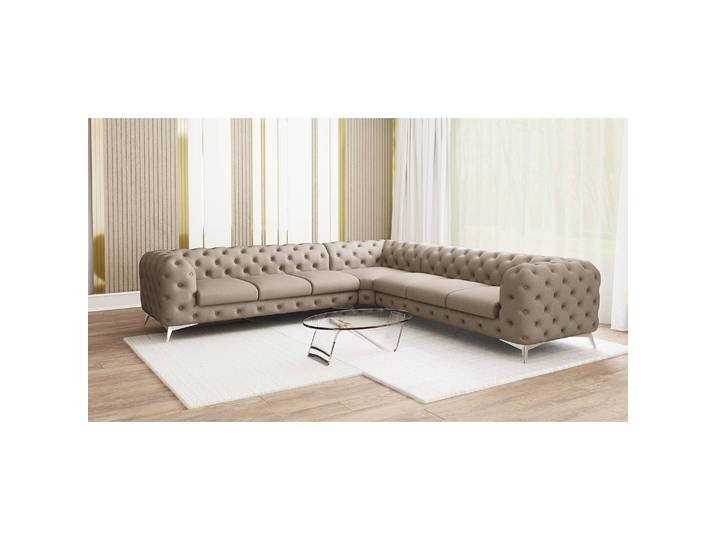 Ecksofa Typ B Braun Microfaser Enza 323 x 323cm Gleichschenklig Glamour