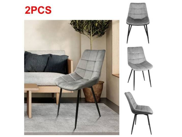 Chaise de salle à manger en velours XUANYU - Siège rembourré - Pieds en métal - Charge 120 kg