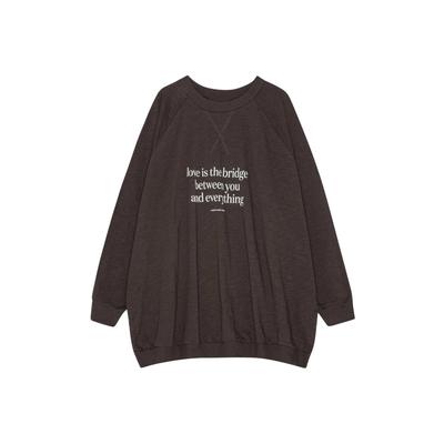 Rundhalspullover MOSHI MOSHI MIND "moshi moshi mind Pullover November", Damen, Gr. onesize, braun (schwarz braun), Obermaterial: 50% Baumwolle, 50% Polyester, Pullover Rundhalspullover