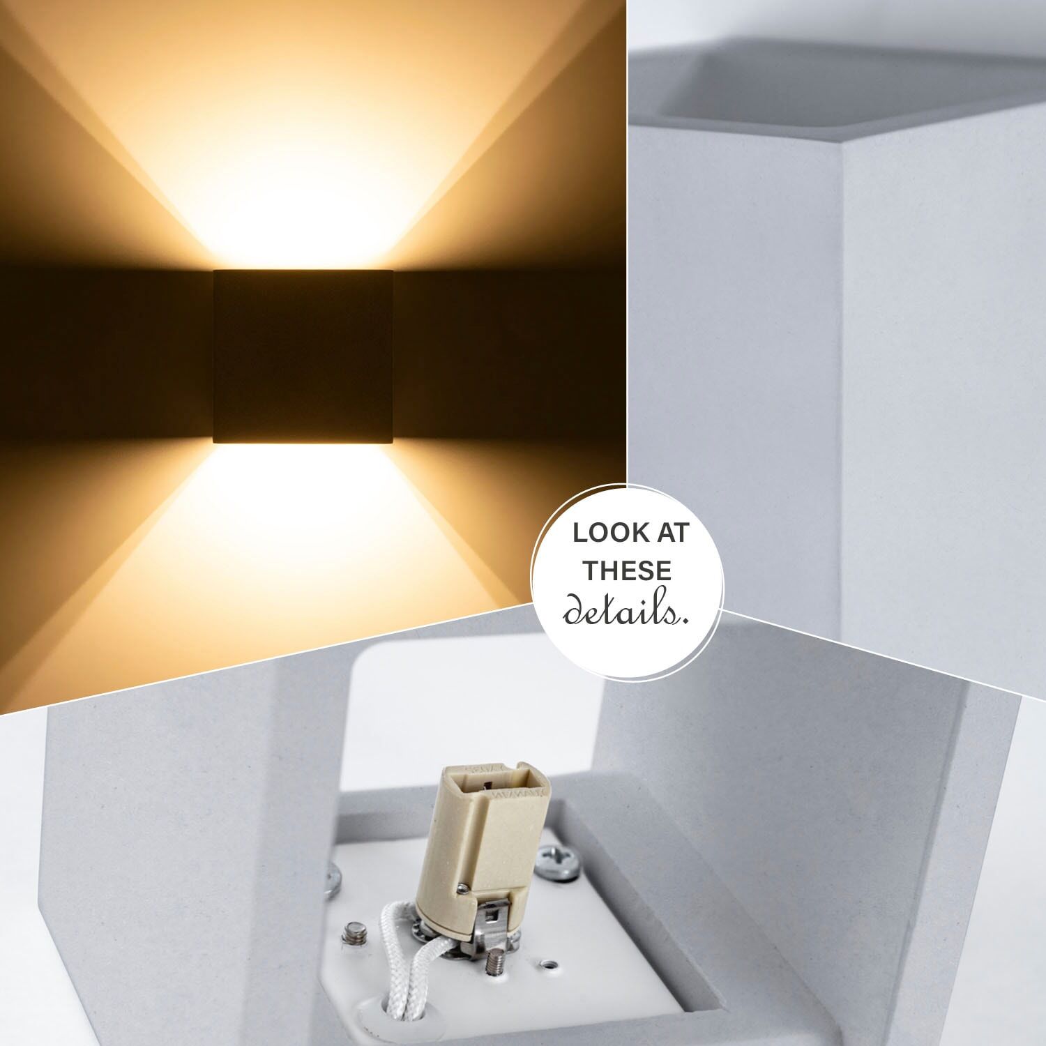 PACO HOME Wandleuchte "MARLON", grau, 1, H: 11,5cm, Leuchten, Innen Wandlampe Flur Würfel Lampe Indirektes Licht Up Down Effekt G9, Wandleuchte