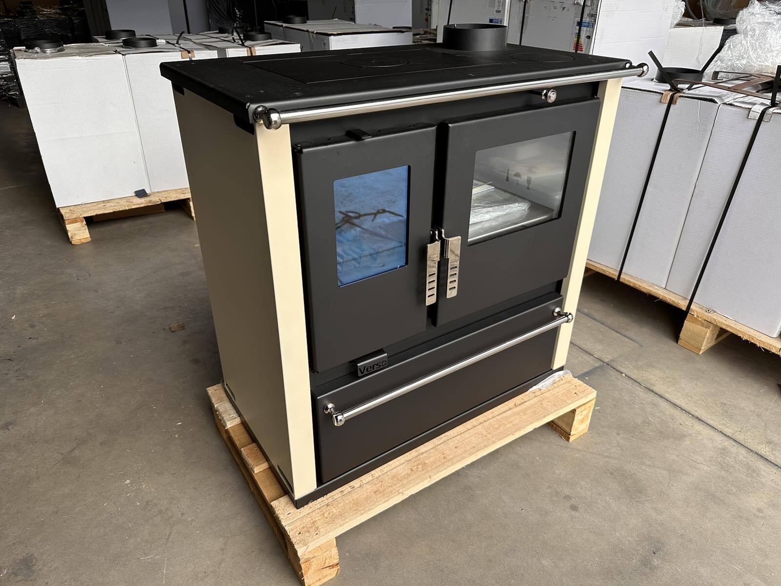 - Verso CS Plus Inox Küchenofen Kaminofen Holzherd 7.7 kW - Beige Seitenteile