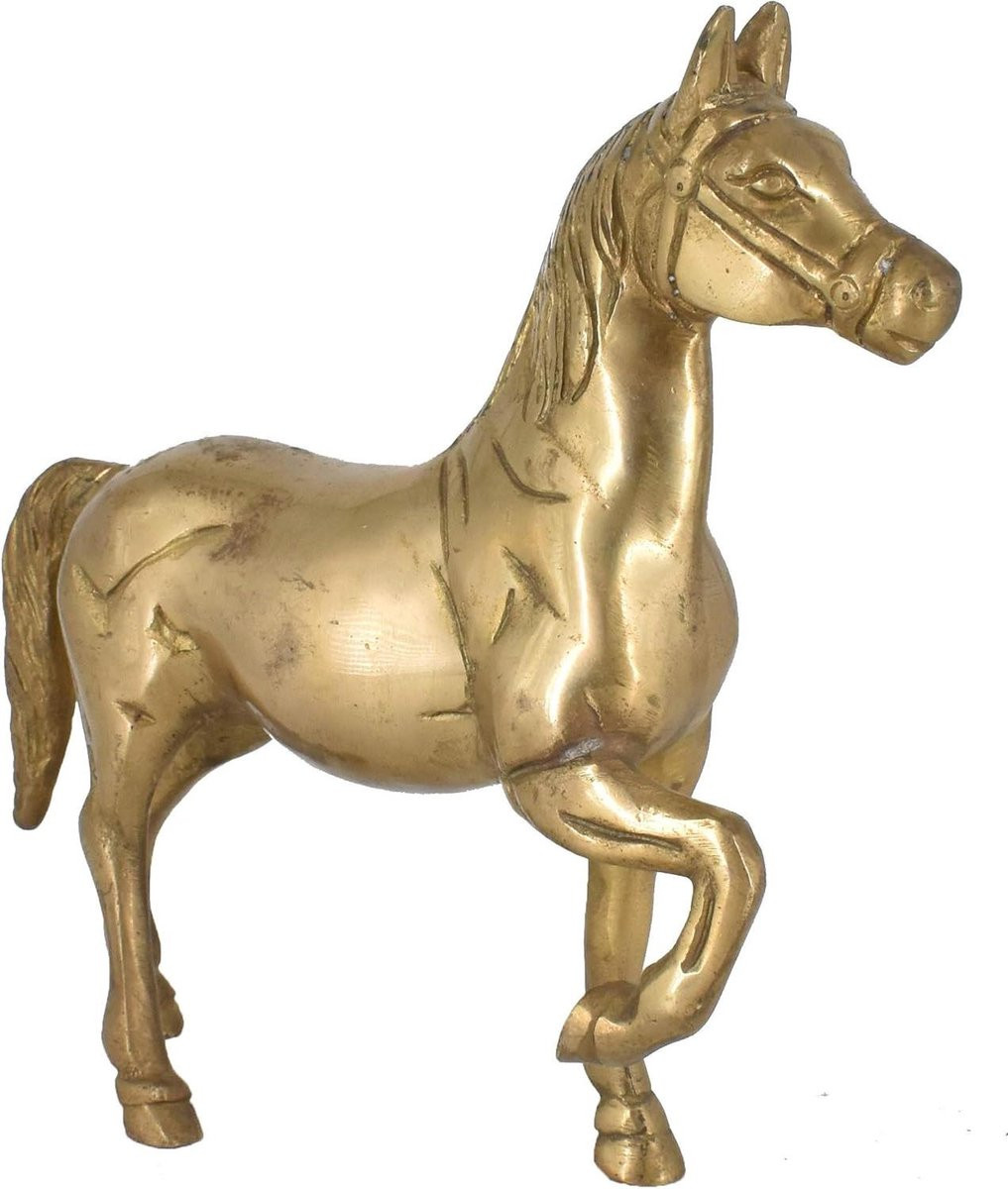 Messing Paard Beeld - Antiek Decoratie - Hoogte: 215,9 cm