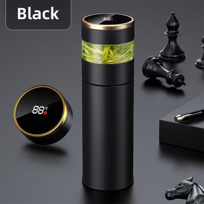 Uplifted Trends Stainless Steel Tea Thermos With LED Temperature Display black