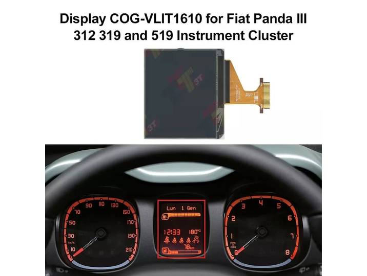 Écran LCD de tableau de bord pour Fiat Panda III 312 319 519, groupe d'instruments COG-VLIT1610, pièce de rechange automobile