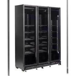 Combisteel Kühlschrank 3 Glastüren Schwarz NAP-1200 Ht - mit Türheizung (7455.1925)