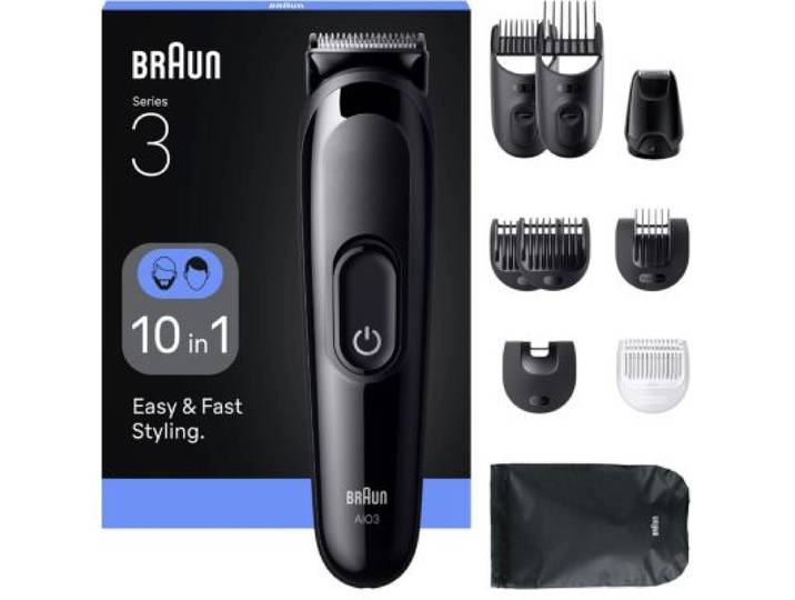 Braun - Tondeuse Multi Usages Aio 3560, 14 Hauteurs De Coupe, Précision 0,5 Mm, Autonomie 50 Mn