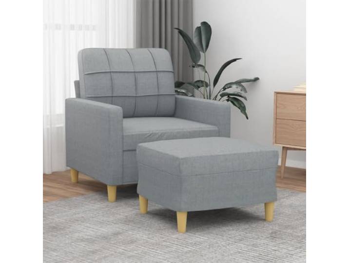 HEFZGDB Sessel mit Hocker Hellgrau 60 cm Stoff Strapazierfähig Robustes Gestell Bequeme Sitzfläche Vielseitiger Fußhocker Modernes Design Atmungsaktiv Langlebig Für Wohnzimmer
