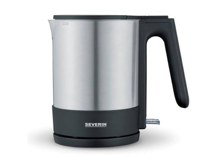 SEVERIN Bouilloire\, bouilloire puissante et compacte en acier inoxydable au design de haute qualité\, bouilloire électrique avec filtre à chaux\, acier inoxydable/noir\, WK 3409\, simple