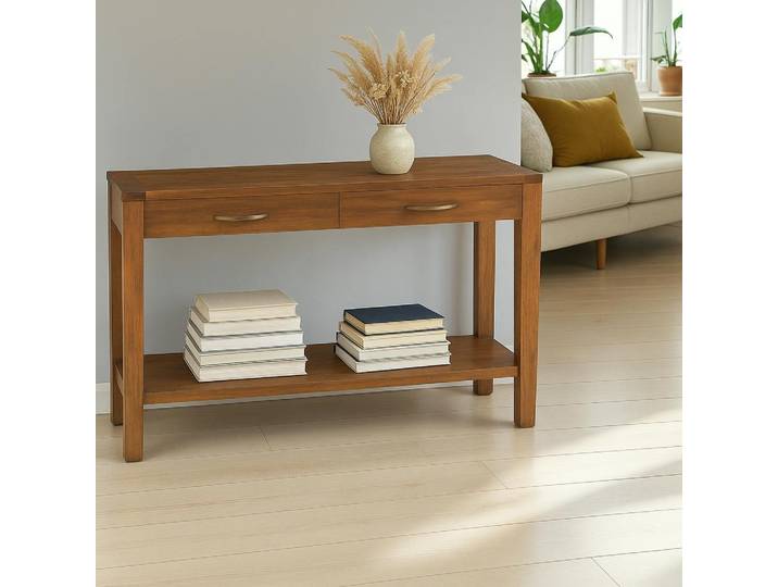 Console exotique bois acajou avec tiroirs 120cm LOLA