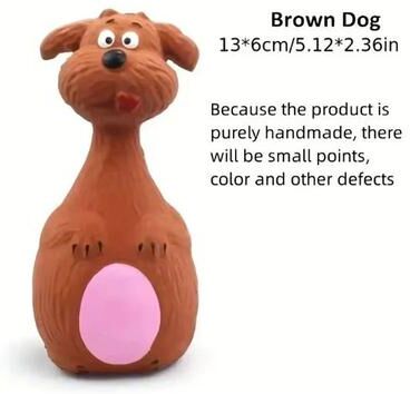 Uplifted Finds Interactive Latex Squeaky Animal Pet Toy brown
