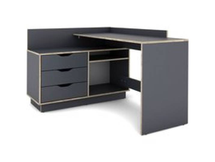 BYLIVING Bureau d'angle Belfast avec compartiments, 129 x 105 x 83 cm (anthracite/imitation chêne sonoma)