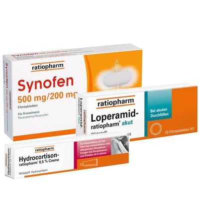Reiseapotheke Set Synofen 500 mg/200mg Filmtabletten, LOPERAMID-ratiopharm akut 2 mg Filmt 1 St