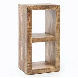 KADIMA DESIGN Standregal Massivholz Mango 90 x 45 x 35 cm 2 Böden, Design Holz Regal Natur, Beistelltisch Landhaus-Stil, Kleines Bücherregal Holz