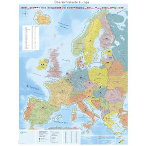 GeoMetro Europakarte Verwaltungskarte, rahmenlos, Poster aus laminiertem Karton, politische Karte, 90 x 123 cm