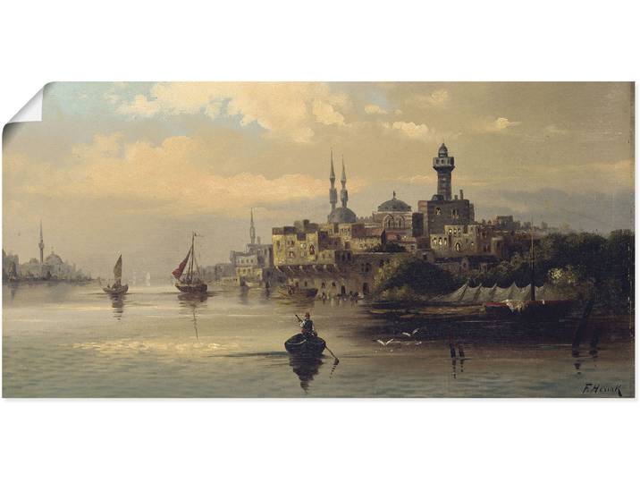 Wandbild ARTLAND Kauffahrtsschiffe auf Bosporus, Istanbul , blau (farbe bild(er): blau), B:60cm H:30cm, Bilder, Wandbild, als Leinwandbild, Poster in verschied. Grössen
