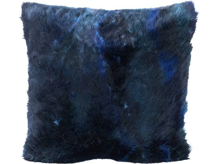 Dekokissen H.O.C.K. Volpina Plush , blau (blau, bedruckt), B:48cm H:10cm L:48cm, Polyester, Dekokissen_Sitzkissen_Kissenhüllen, Dekokissen, im romantischen Stil, Kissenhülle mit Füllung, 1 Stück