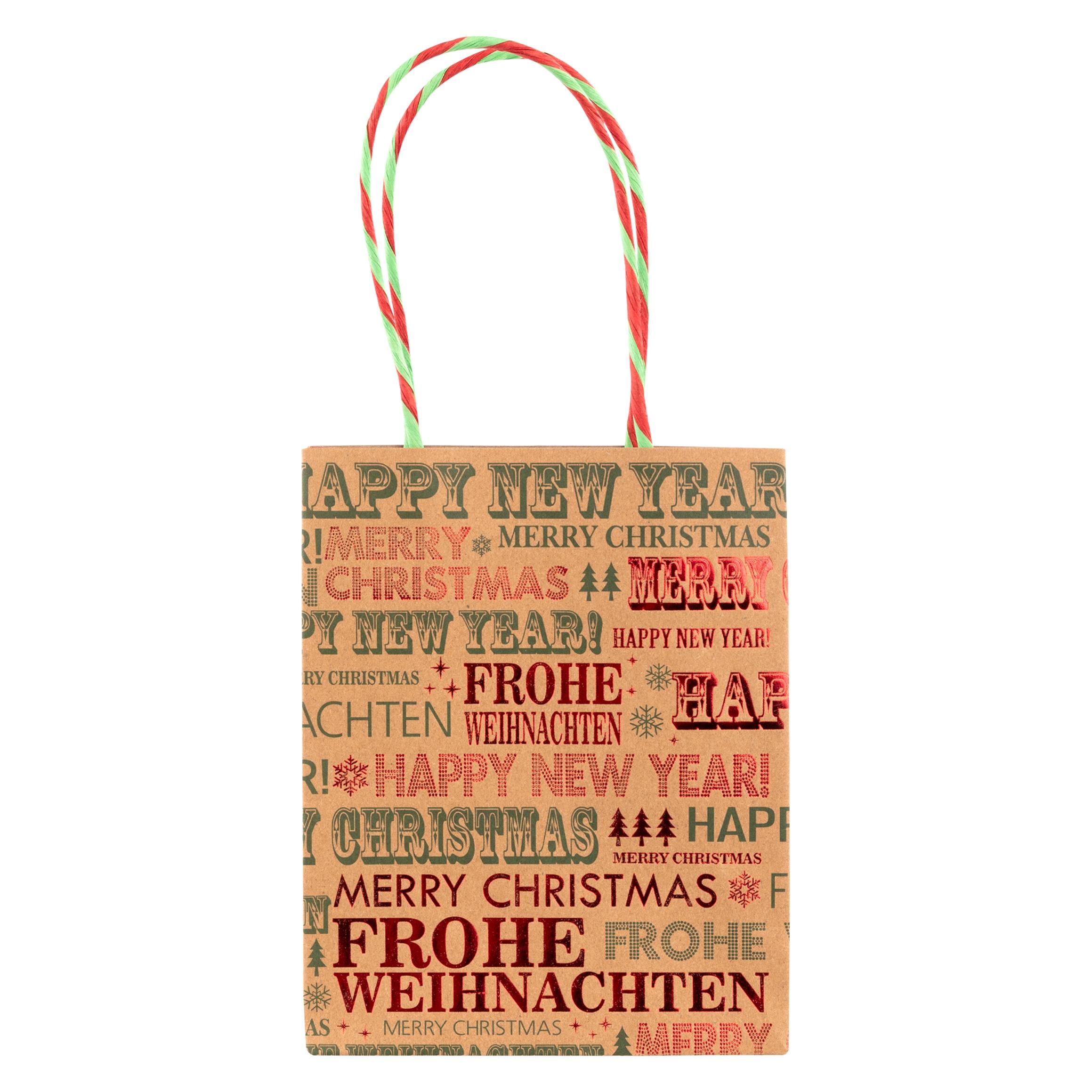 Idena Papiertasche Frohe Weihnachten / Happy New Year 12x15x5 cm Kraftpapier 140g/m² (1x) (62749013)