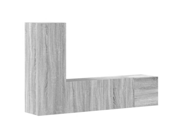 hliofuir 3-TLG TV-Schrank-Set Hängend Grau Sonoma Holzwerkstoff Wandboard Platzsparende Lowboard Unterhaltungsmöbel für Wohnzimmer und Schlafzimmer mit reichlich Stauraum für Medien.