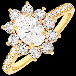 Edenly Ewige Edelweiss-Ring - Daisy Chic - Gelbgold 750/1000 und synthetische D