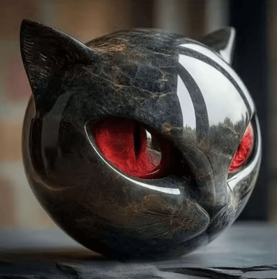 Inspire Picks Elegant Black Cat Decor Sculpture Modern Resin Cat Statue Accent red