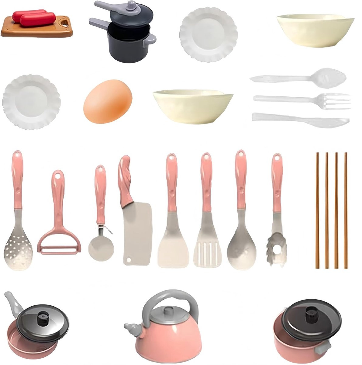 Set van 28 mini-keukenaccessoires en miniatuur kookgerei voor kinderen