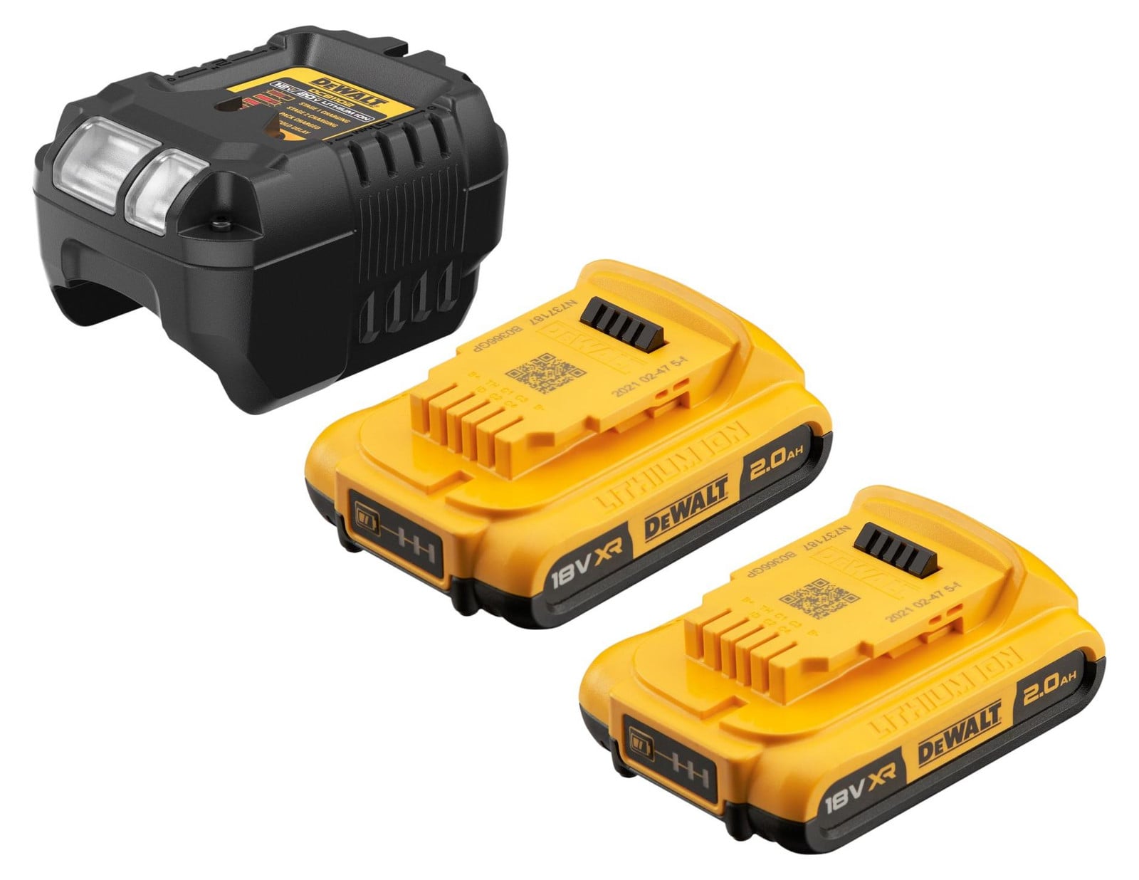 DeWalt DCB 1102 D2 accu-starterset 18 V met 2x 2,0 Ah accu en DCB 1102 oplader
