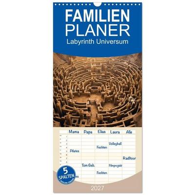 Familienplaner 2027 - Labyrinth Universum mit 5 Spalten (Wandkalender, 21 x 45 cm) CALVENDO