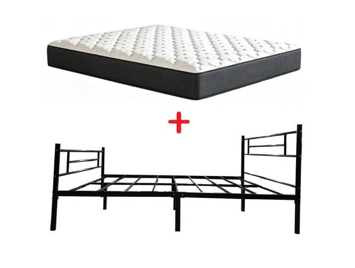 Pack Double Lit + Matelas 160x200x23cm - Matelas mémoire de forme - 2 places