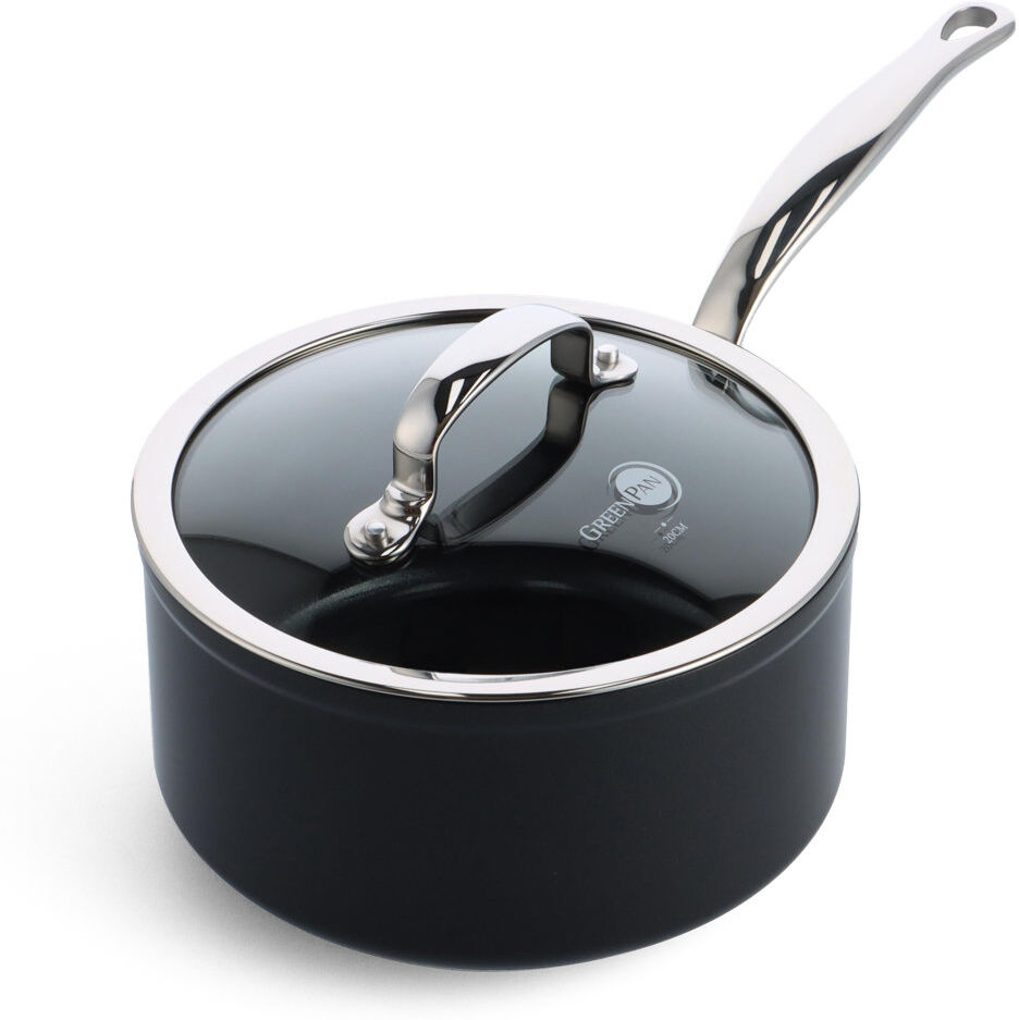 GreenPan Barcelona Pro PFAS Free Non Stick Saucepan Satin Black 18 cm H x 41 cm L x 22 cm W