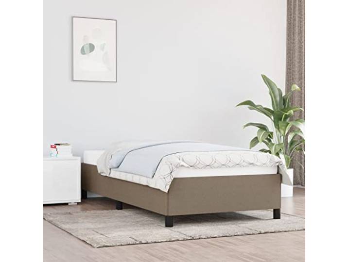 RJPLMFV Bettgestell, Taupe, 80 x 200 cm, Stoff Ohne Matratze, Lattenrost inklusive, robuste Füße, atmungsaktiver Stoff, einfache Montage