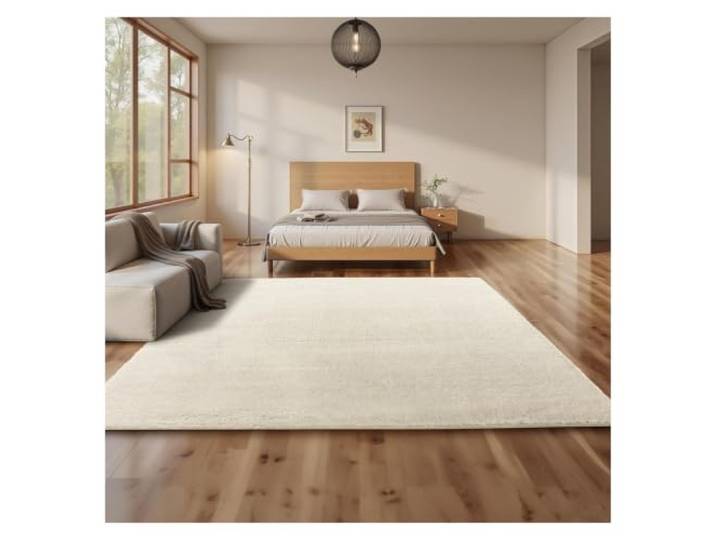 Teppich for Wohnzimmer, Plüschteppich Flauschige Matten, rutschfeste Heimdekoration, weiche Samtteppiche, Kinderzimmerteppich(1pc Beige,90x150cm)