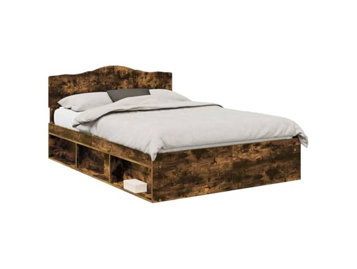 PUGYNBK Bettgestell mit Kopfteil Eiche rauchfarben, 140 x 190 cm Aus Holz und massivem Kiefernholz, modernes Design, Hauptschlafzimmer, Gäste oder Arbeitszimmer
