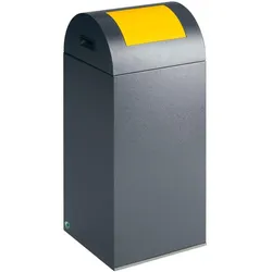 VAR Selbstlöschende Wertstoffsammler, 60 l, 320x800x320mm, antiksilber, Klappe gelb, Abfalleimer, Silber