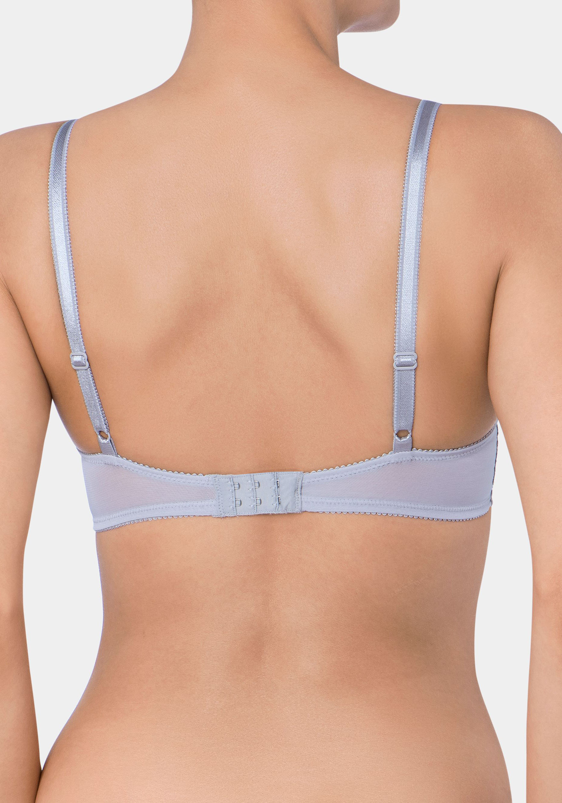 Bügel-BH TRIUMPH "Amourette Spotlight WHP X", Damen, Gr. 90, Cup D, grau (grau combination), Microtouch, Obermaterial: 49% Polyamid, 34% Polyester, 17% Elasthan, BHs Bügel-BH, florales Spitzen-Design, leichte Polsterung, formende Bügel grau combination 90