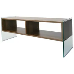 WellHome - Fernsehtisch Spanplatte mit Melamin furniert in Walnussfarbe 120x35x45cm