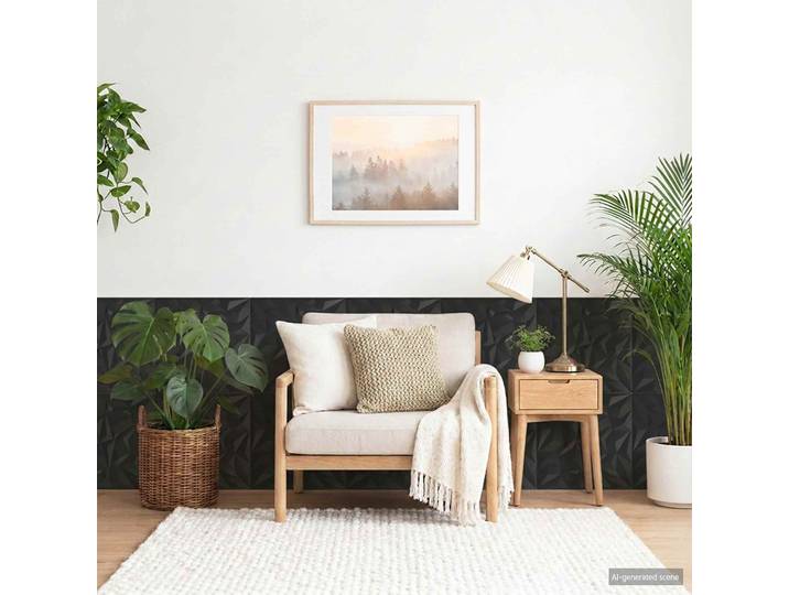 vidaXL Wandpaneele 12 stk. 50 x 50 cm Schwarz XPS Schaum