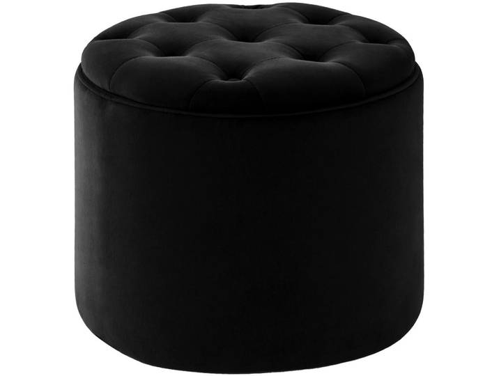 CLP Sitzwürfel Samt Schwarz, Holz, 44x42x44 cm, Wohnzimmer, Sessel, Hocker & Hockerbänke, Sitzwürfel