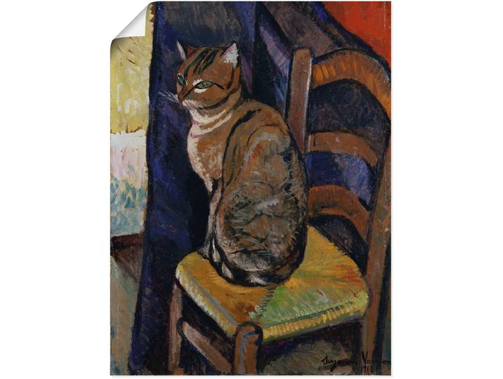 Wandbild ARTLAND Skizze Stuhl sitzende Katze. , bunt (farbe bild(er): bunt), B:45cm H:60cm, Bilder, Wandbild, als Leinwandbild, Poster in verschied. Grössen