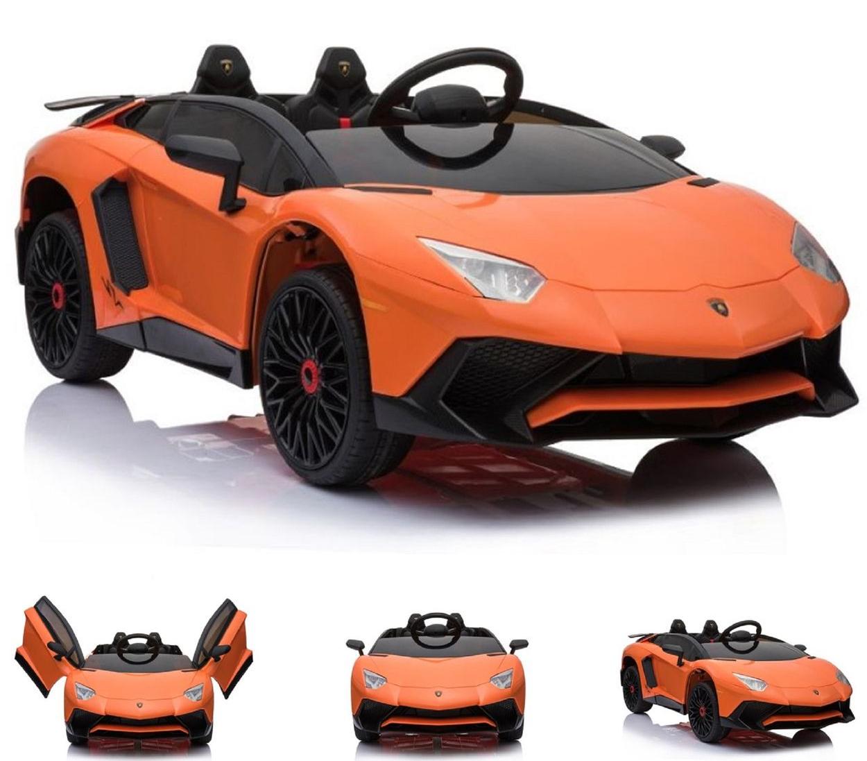 ES-Toys Kinder Elektroauto Lamborghini Aventador SV EVA-Reifen Kunstledersitz