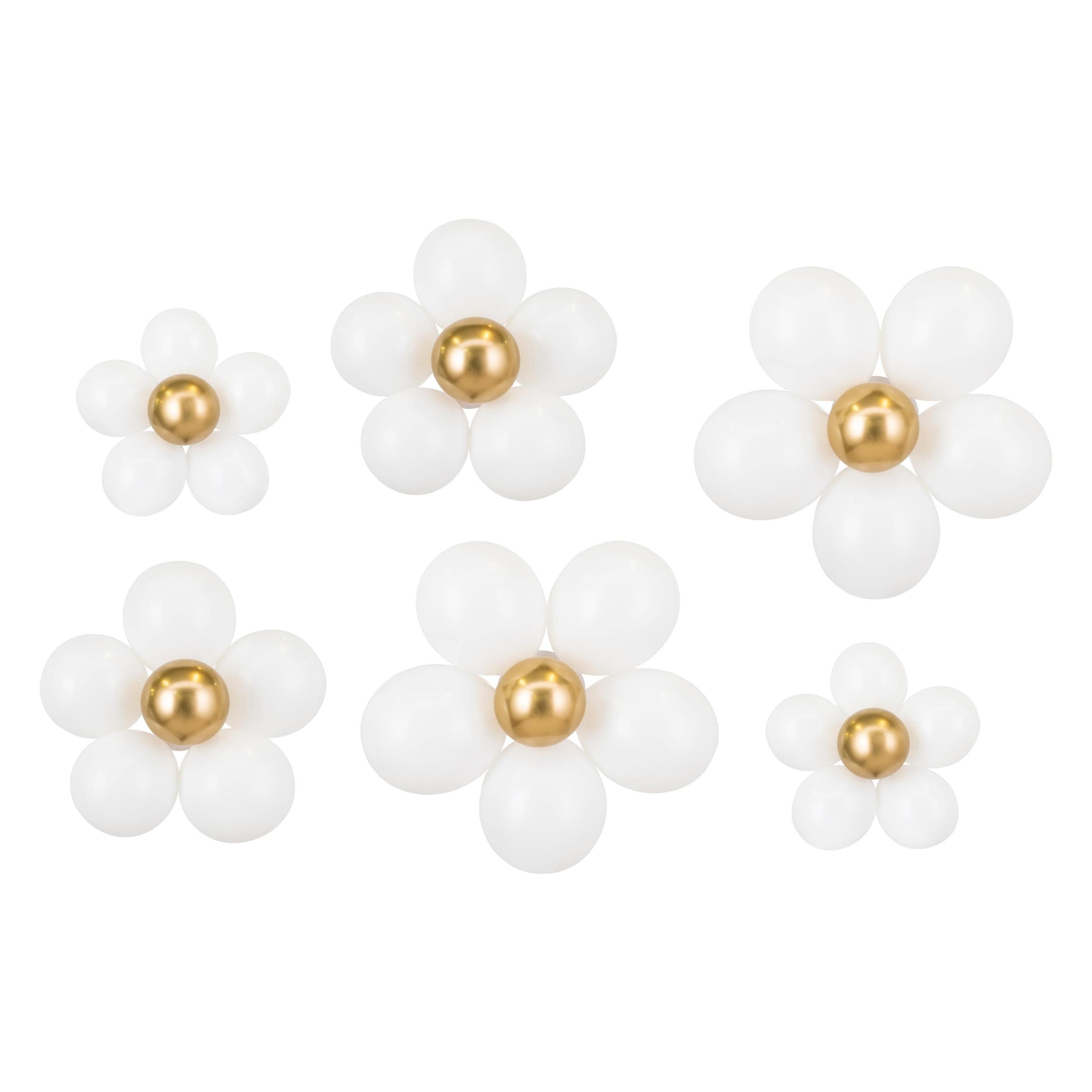 Partydeco Luftballon Set Blumen 40-50 cm, Gold/Weiss (36x) (KBN1)