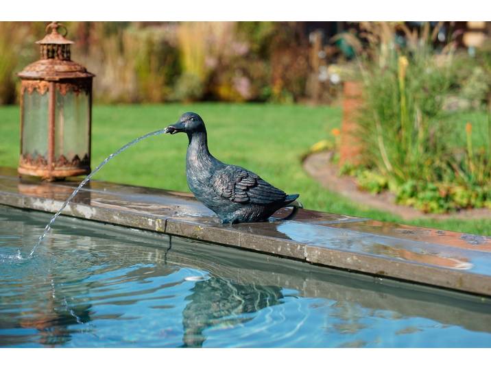 Wasserspeier UBBINK Ente , grau (anthrazit, bronzefarben), B:15cm H:24cm L:29cm, Polyresin, Wasserspeier, Wasserspeier, BxLxH: 15x29x24 cm, ohne Schlauch und Pumpe